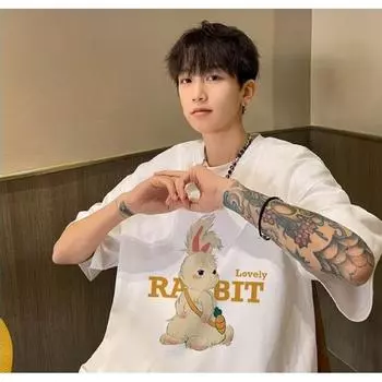 M-5XL Мужская футболка с короткими рукавами, мужские модные брендовые футболки с большими размерами, свободные повседневные топы 5XL, модные мужские футболки с круглым вырезом M чёрный