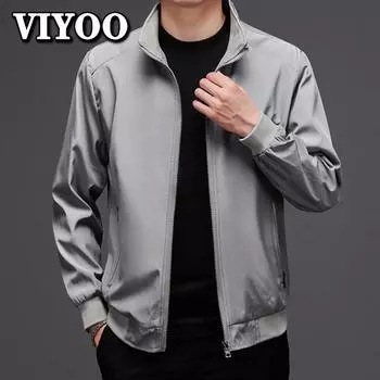 M-5XL Мужская весенне-летняя тонкая куртка с принтом, легкая куртка со стоячим воротником, дышащая куртка из полиэстера, повседневная молодежная куртка M серый