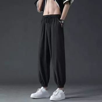 M-5XL, мужские летние новые модные однотонные тонкие прямые брюки большого размера, свободные деловые повседневные спортивные эластичные повседневные брюки