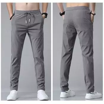 M-5XL, мужские летние новые модные однотонные тонкие прямые брюки большого размера, свободные деловые повседневные спортивные эластичные повседневные брюки XL зелёный