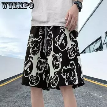 M-5XL Мужские трендовые шорты-карго Мужские шорты с принтом в виде букв на кармане Летние модные повседневные прямые шорты для мужчин M