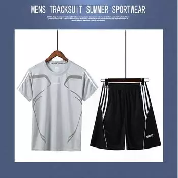 M-5XL спортивный костюм, мужской комплект из 2 предметов, повседневный мужской спортивный костюм для бега и фитнеса, короткая футболка + шорты, 8 цветов в наличии