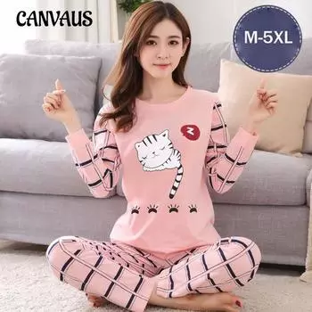 M-5XL, зимние пижамы, женские корейские версии, домашняя одежда с длинными рукавами, свободный костюм из двух предметов большого размера, можно носить на улице M