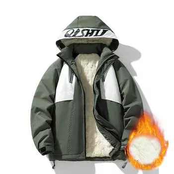 M-6XL Plus Мужской комбинезон с флисовой подкладкой, тяжелая куртка из жесткого материала M хаки
