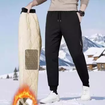 M-6XL Зимняя толстая флисовая спортивная одежда для мужчин, теплые повседневные брюки из овечьей шерсти, ветрозащитные теплые хлопковые брюки M серый