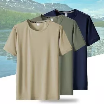 (М-7XL)Ледяной шелк, быстросохнущая футболка для кемпинга, пешего туризма, рыбалки, мужские топы для фитнеса, футбола, тенниса, бадминтона, рубашка с коротким рукавом M белый