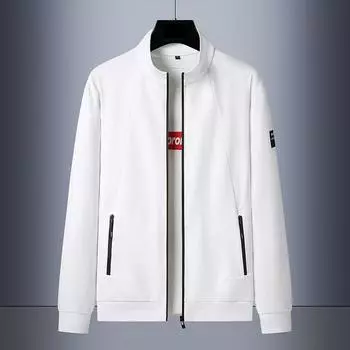 M-7XL Мужская куртка на весну и осень, повседневная куртка с воротником-стойкой, тонкий свитер с длинными рукавами больших размеров 7XL белый