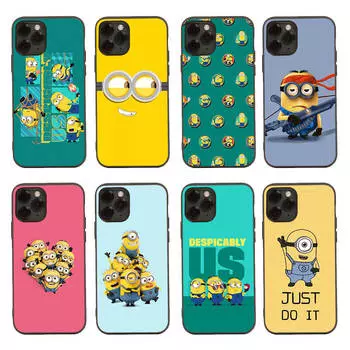 М-80 Миньоны черный мягкий чехол для iPhone 16 15 Plus 14 13 Mini 12 11 Pro 8 6 6S SE 5 XR XS Max Realme C30 C33 C32 9I VIVO V29 V27 V23 Y36 VIVO Y12 верблюд