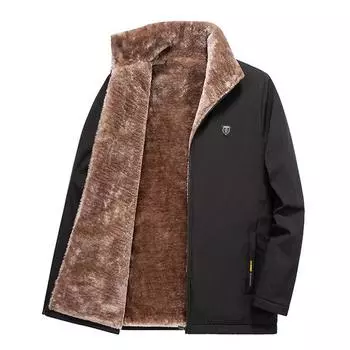 M-8XL Мужская зимняя повседневная классическая ветровка большого размера, теплая толстая бархатная парка-парка, куртка, мужская осенняя модная одежда из искусственного меха, ветрозащитная мужская парка M серый