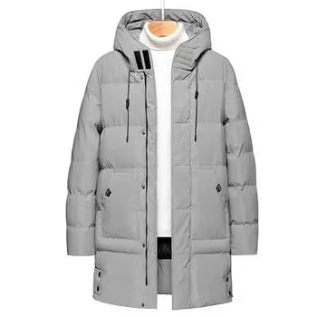 M-8XL Мужской пуховик оверсайз с длинным пуховым пальто с капюшоном, зимняя толстая теплая куртка, шелковое хлопковое стеганое пальто M темно-зеленого