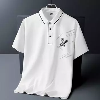 M-8XL новая высококачественная деловая рубашка-поло, летняя эластичная дышащая футболка больших размеров из ледяного шелка с короткими рукавами M белый