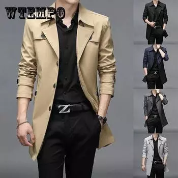 M-8XL Весенняя тонкая ветровка Высококачественное деловое пальто с V-образным вырезом Повседневный тонкий топ для джентльмена 8XL темно-серого