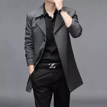 M-8XL Весенняя тонкая ветровка Высококачественное деловое пальто с V-образным вырезом Повседневный тонкий топ для джентльмена M темно-синий