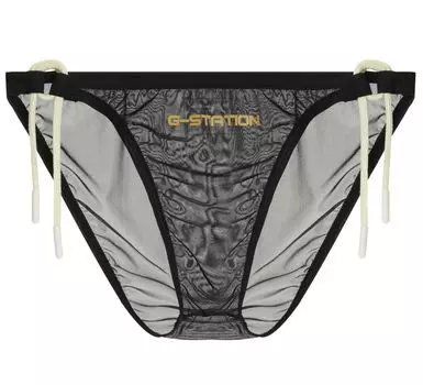 M Black STC String Panties Swimsuit Sheer Bikini Sexy Swimwear [G-Station] See-Through Men s