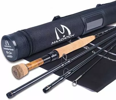 M MAXIMUMCATCH Maxcatch Competition InTouch Nymph Fly Rod Euro Nymph Fly Fishing Rod InTouch Nymph 10FT (Соревнование (4 шт), 2WT)