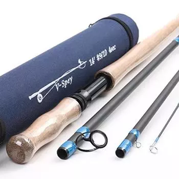 M MAXIMUMCATCH Maxcatch Spey Fly Rod 4 Pieces Carbon Fly Fishing Rod with Messe Tube (Размер7/8/9 вес) (14 футов 9/10 вес)