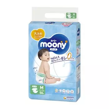 M Moony marshmallow skin comfort и подгузники 56 штук [размер ленты] без протекания (6~11 кг) белый