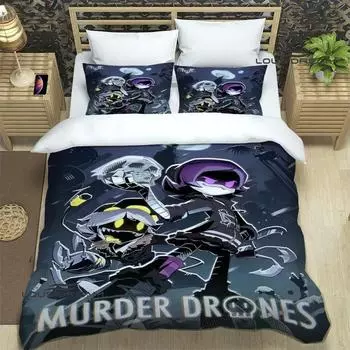 M-Murder Drones Cartoon Print Bedding Sets Exquisite Bed Supplies Set Duvet Cover Bed Comforter Set Bedding Luxury Birthday Gift 70x133cm 2pcs