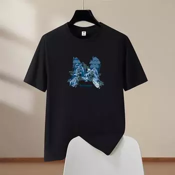 M Мужская футболка оверсайз из хлопка с коротким рукавом Мужская футболка с круглым вырезом Повседневная футболка S-6XL 4XL