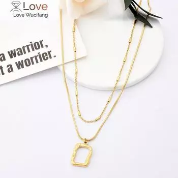 M Нержавеющая сталь золотого цвета прямоугольные подвески ожерелья для женщин двухслойный чокермодный подарок ювелирные изделия