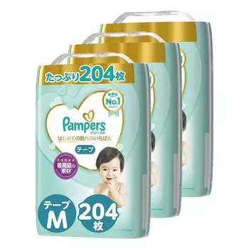 M Pampers лучшее для кожи 204 листа листов x 3 [размер ленты] подгузники, первый раз (6~11 кг), (68 упаковок) [Элемент дела] синий