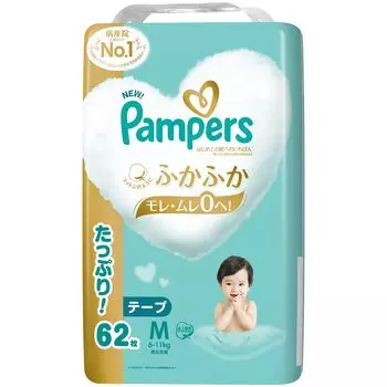 M Pampers лучшее для кожи 62 шт [размер ленты] подгузники, первый раз (6~11 кг),