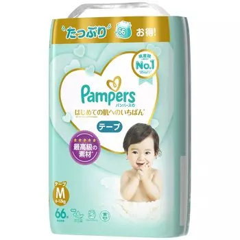 M Pampers лучшее для кожи 66 штук [размер ленты] подгузники, первый раз (6~11 кг), синий