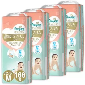 M Pampers Подгузники Суперабсорбент Тонкие Трусики 168 штук x 4 [Размер Трусиков] (6~12 кг) (42 упаковки) [Элемент дела] белый