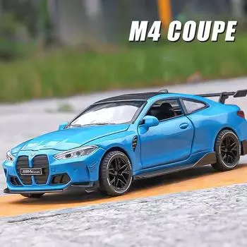 M Power BMW M4 Coupe Моделирование литой игрушечной машинки Звуки и свет Инерционный автомобиль 1:32 модели из сплава в подарок на день рождения