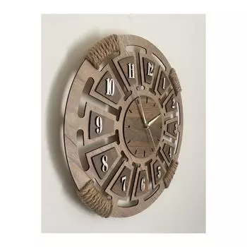 m-ra Лазерные деревянные декоративные плетеные подробные настенные часы 40x40 см с бесшумным плавным механизмом