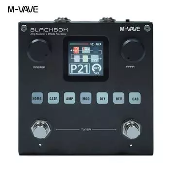 M-VAVE Blackbox Гитара/Бас AMP Modeler Многофункциональный процессор эффектов Перезаряжаемая педаль эффектов для электрогитары Бас чёрный