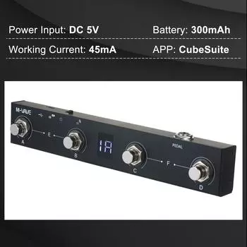 M-VAVE Chocolate BT беспроводной MIDI-контроллер с 4 кнопками, перезаряжаемый портативный ножной MIDI-контроллер с педальным управлением через приложение 2025