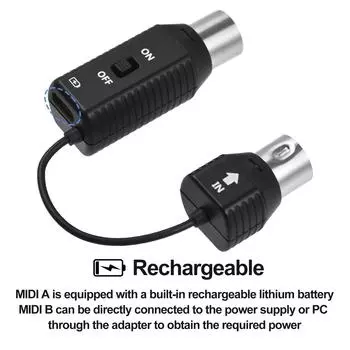 M-VAVE MS1 Мини-система беспроводной передачи данных MIDI-система Беспроводной MIDI-адаптер Plug and Play Type-C чёрный