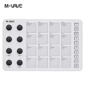 M-VAVE SMC-PAD Launch Pad USB-C Интерфейс Портативный дизайн Маленький беспроводной MIDI-контроллер Подходит для ударной клавиатуры белый