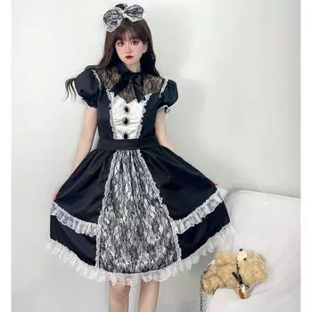 M-XL новая японская одежда Лолиты, одежда горничной, стиль колледжа маленький и свежий косплей COS анимация M чёрный