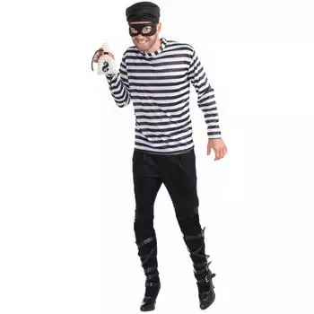 M-XL Пара Полосатый Play Thief, Украсть Платье Воровка Одежда Вор COS Костюм Маскарад Взломщики Платье M