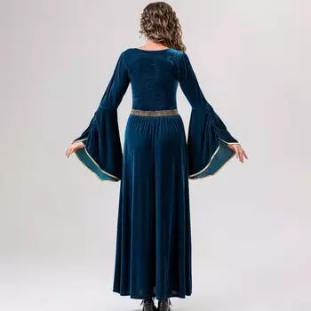 M-XL средневековое платье египетской придворной королевы, платье греческой принцессы Музы COS, костюм на Хэллоуин M синий