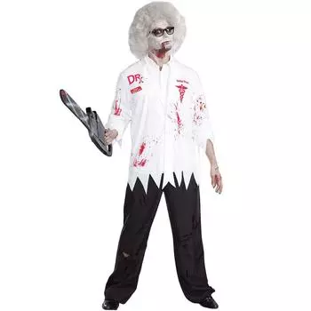 M-XL Ужасная зомби-медсестра, костюм для косплея зомби с искусственной кровью, платье медсестры на Хэллоуин M белый