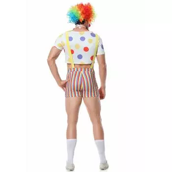 M-XL забавные мужские клоунские костюмы, забавные костюмы для вечеринок COS, фестивальные магические клоунские костюмы в горошек M