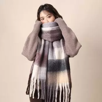 Ma Haimao Plush Scarf Women S Winter 2024 New High End Korean Edition Versatile Warm Thick Neck Shawl 200*40