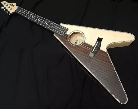 MaAmAa Гавайская гитара V-образная форма 2T Тенор Гавайская гитара MaAmAa Деформированная гавайская гитара 2 тона Цвет MU-V3 Клен/Черное дерево