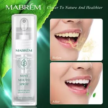 MABREM МЯТА СПРЕЙ ДЛЯ РТА Бактериостатический спрей для ухода за полостью рта Остановить неприятный запах изо рта Освежитель для полости рта 1pcs