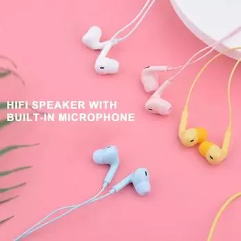 Macaron Color In Ear Проводная гарнитура 3,5 мм Универсальные наушники HIFI Звук Водонепроницаемые шумоподавляющие наушники для компьютеров