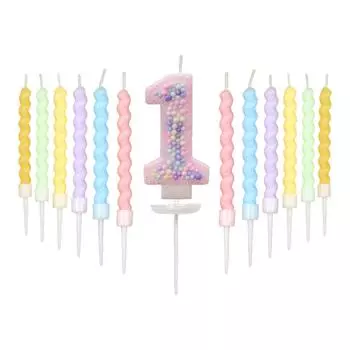 Macaron Colored Ball Threaded Candle Set Birthday Candle Decoration One Size