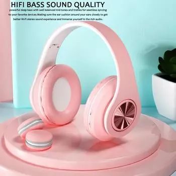 Macaron InPods Boom Портативные беспроводные наушники Bluetooth 5.0, милые наушники для девочек, розовые, Hi-Fi стерео