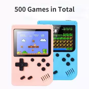 Macaron Mini Retro Handheld Game Console 500 In One Game Double Children s Home TV Nostalgic 10cm by 14cm by 5cm синий