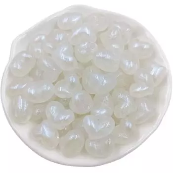 Изготовление ювелирных изделий в форме макаронных изделий с заостренным сердцем/звездой, 10 шт. флуоресцентных порошковых бусин для браслета, ожерелья, бисероплетения, материал акрил Heart белый