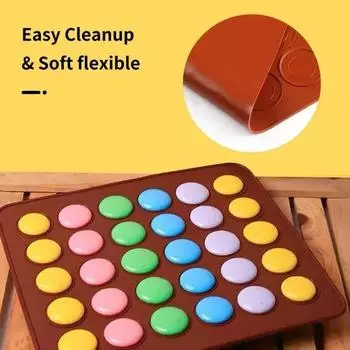 Macaron Silicone Pad Mold French Dessert 30/48 Hole Round Biscuit Handmade DIY Kitchen Cake Baking Tool