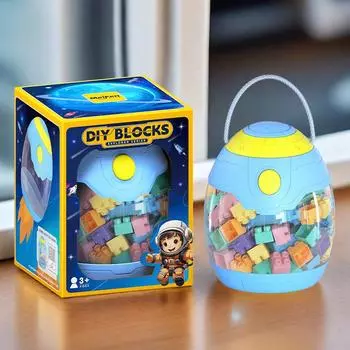 Macaron Variety Granular Building Blocks Space Capsule Gift Box Girl s Assembled Building Blocks Educational Toys Fun Building Blocks -130PCS