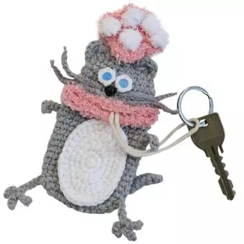macaroni edge Yarn Mascot Key Cat Cute Monster Accessory Key Korean Handmade Case, Version, Keychain, Case, Storage, Item, (Gray) серый